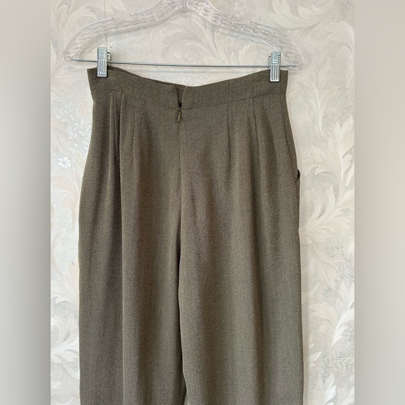VTG Dana Buchman Brown Wool Pleated High Waist Pants Trousers Tapered Sz 8 - Picture 4 of 8